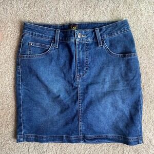Lee blue denim mini skirt Lee Denim Skort Skirt Size 6 Blue Jean Built-In Shorts